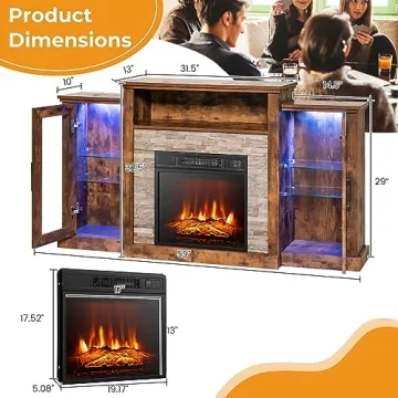 GOFLAME Fireplace TV Stand with LED Lights and Electric Fireplace