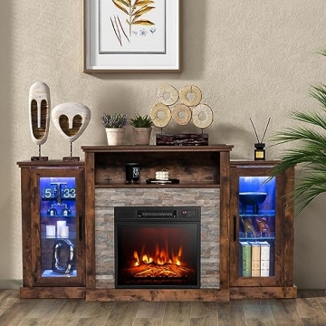 GOFLAME Fireplace TV Stand with LED Lights and Electric Fireplace