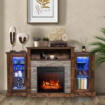GOFLAME Fireplace TV Stand with LED Lights and Electric Fireplace