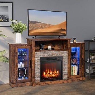 GOFLAME Fireplace TV Stand with LED Lights and Electric Fireplace