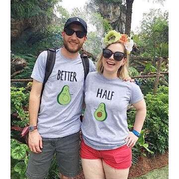Couple Shirt for Him&Her Funny Couple T-Shirt Better&Half Summer 1 Piece(Grey-Half,L)