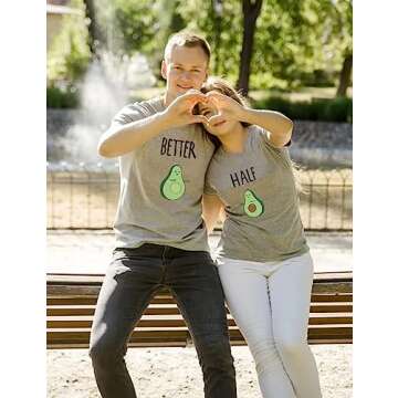 Couple Shirt for Him&Her Funny Couple T-Shirt Better&Half Summer 1 Piece(Grey-Half,L)