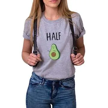 Couple Shirt for Him&Her Funny Couple T-Shirt Better&Half Summer 1 Piece(Grey-Half,L)