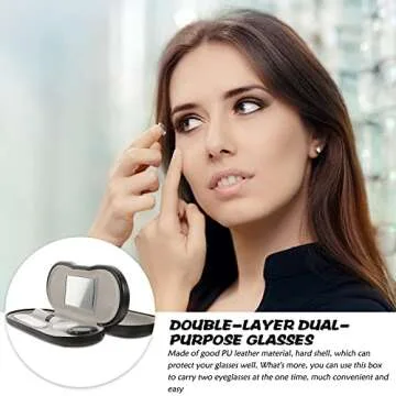 Healifty Double Sided Contact Lens Case, Contact Lens Travel Case with Built-in Mirror, Tweezer and Contact Solution Bottle, Leak Proof Daily Glasses and Contact Case 2 in 1 for Travel