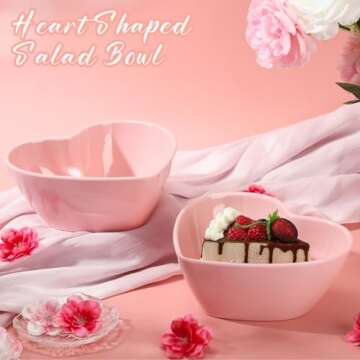 Layhit 2 Pcs Heart Shaped Bowl Salad Heart Appetizer Bowls Plastic Snacks Holder for Valentine Wedding Fruits Candy Dessert Kitchen Cooking Gift(Pink,8.94 Inch)