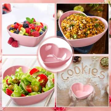 Layhit 2 Pcs Heart Shaped Bowl Salad Heart Appetizer Bowls Plastic Snacks Holder for Valentine Wedding Fruits Candy Dessert Kitchen Cooking Gift(Pink,8.94 Inch)