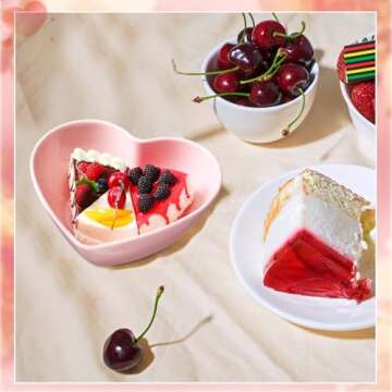 Layhit 2 Pcs Heart Shaped Bowl Salad Heart Appetizer Bowls Plastic Snacks Holder for Valentine Wedding Fruits Candy Dessert Kitchen Cooking Gift(Pink,8.94 Inch)