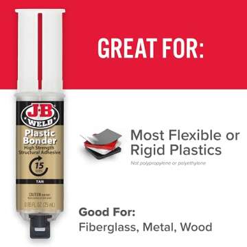 J-B Weld 50133 Plastic Bonder Structural Adhesive Syringe - Tan - 25 ml
