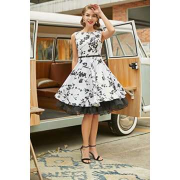 Floral Vintage Evening Dress for Women Sleeveless Size XL F-11