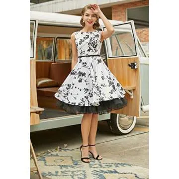 Floral Vintage Evening Dress for Women Sleeveless Size XL F-11