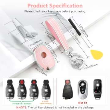 Elegant PIFOOG Pink Key Fob Cover for Mercedes-Benz Keys