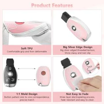 Stylish PIFOOG Pink Key Fob Cover for Mercedes-Benz