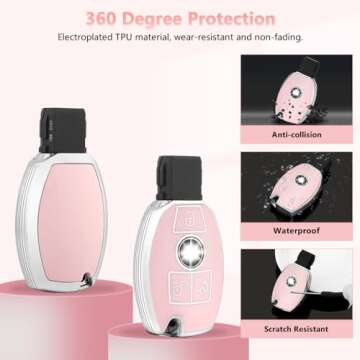 Stylish PIFOOG Pink Key Fob Cover for Mercedes-Benz