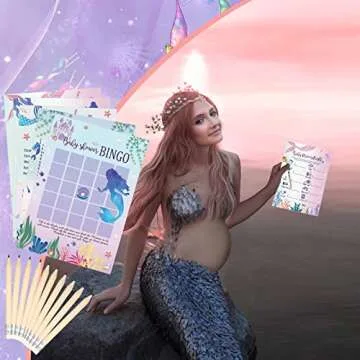 Yinder Baby Shower Games with Mermaid Theme - 145 Pieces