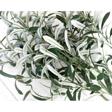 FiveSeasonStuff Lifelike Premium Olive Stems: Quality 30-inch Artificial Greenery for Floral Arrangements and Stylish Decor (6 Stems)