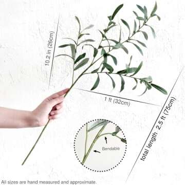 FiveSeasonStuff Lifelike Premium Olive Stems: Quality 30-inch Artificial Greenery for Floral Arrangements and Stylish Decor (6 Stems)