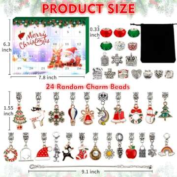 GWAHSA Advent Calendar 2024, Charm Bracelet Making Kit for Girls 24 Days Christmas Countdown Calendar with DIY Jewelry Supplies Surprise Xmas Gifts for Kids Teens Women Adult