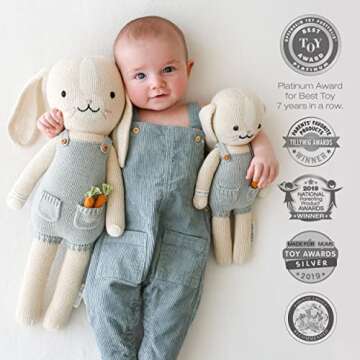 cuddle + kind Henry The Bunny Regular 20" Hand-Knit Doll – 1 Doll = 10 Meals, Fair Trade, Heirloom...