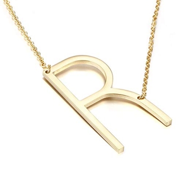 MOMOL Sideways Initial Necklace - Personalized 18K Gold Plated Jewelry for Women