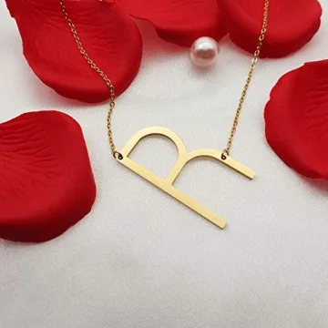 MOMOL Sideways Initial Necklace 18K Gold Plated Charm