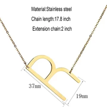 MOMOL Sideways Initial Necklace 18K Gold Plated Charm