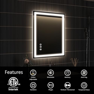 APRILSOUL 24x32 LED Bathroom Mirror with Smart Features