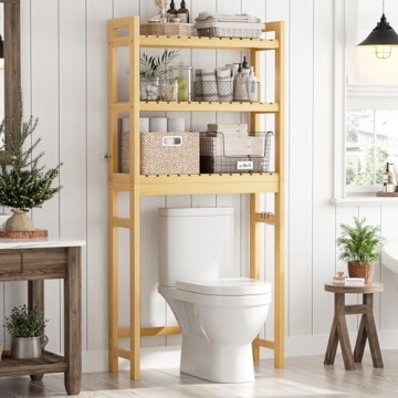 Homykic Bamboo Over The Toilet Storage, 3-Tier Rack
