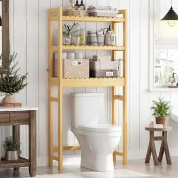 Homykic Bamboo Over The Toilet Storage, 3-Tier Rack