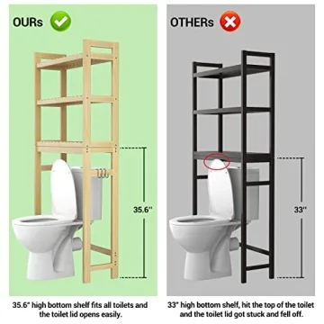 Homykic Bamboo Over The Toilet Storage, 3-Tier Rack