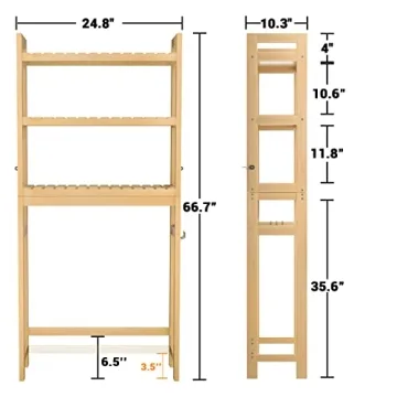 Homykic Bamboo Over The Toilet Storage, 3-Tier Rack