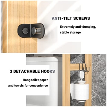 Homykic Bamboo Over The Toilet Storage, 3-Tier Rack