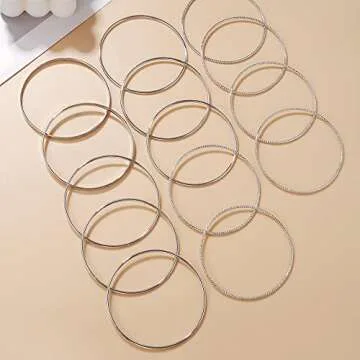 14Pcs Silver Bangle Bracelets Set for Women - RINTOLER