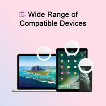 Selfie Light Ring Led Circle Clip-on Selfie Fill Light with 36 Led Bubbles USB Rechargeable Portable for iPhone Smart Phones,Laptop,iPad Photography, Camera Video,Girl Makes up(White)