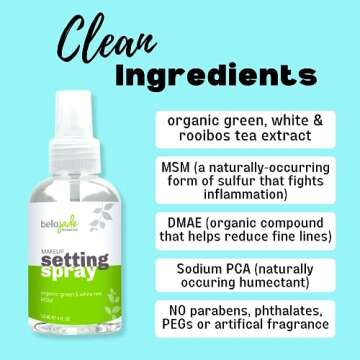 Makeup Setting Spray for Face - Long Lasting Mist: Hydrating Dewey Finishing + Organic Green Tea & MSM - All Skin Types - Large 4 oz Bottle