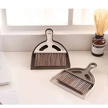 BSMstone Mini Broom and Dustpan Set-Housekeeping Cleaning Tools for Kitchen,Working Desk,Office,Pet Nest,etc. (White)