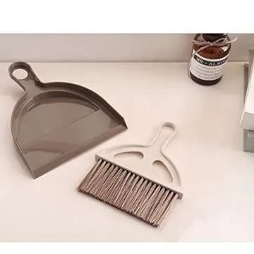 BSMstone Mini Broom and Dustpan Set-Housekeeping Cleaning Tools for Kitchen,Working Desk,Office,Pet Nest,etc. (White)
