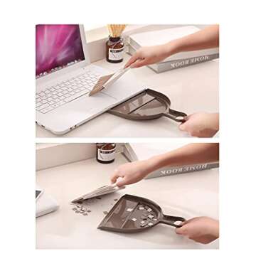 BSMstone Mini Broom and Dustpan Set-Housekeeping Cleaning Tools for Kitchen,Working Desk,Office,Pet Nest,etc. (White)