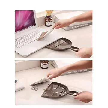 BSMstone Mini Broom and Dustpan Set-Housekeeping Cleaning Tools for Kitchen,Working Desk,Office,Pet Nest,etc. (White)