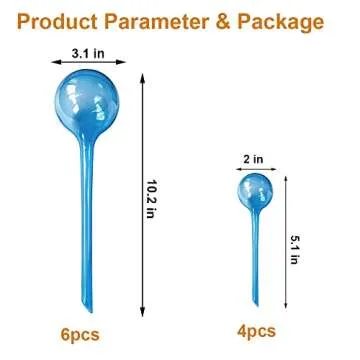 10pcs Plant Watering Globes, Plastic Plant Automatic Water Bulbs Flower Self Feeder Balls Irrigation Device Auto Waterer Planter Insert Stakes for Indoor Outdoor Garden Potted While Away on Vacation