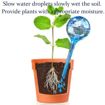 10pcs Plant Watering Globes, Plastic Plant Automatic Water Bulbs Flower Self Feeder Balls Irrigation Device Auto Waterer Planter Insert Stakes for Indoor Outdoor Garden Potted While Away on Vacation