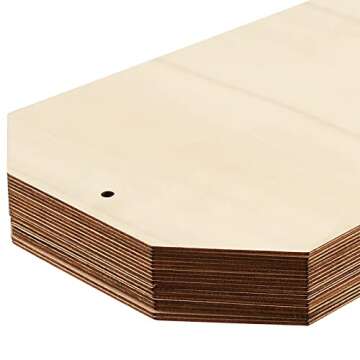 PINGEUI 20 Pcs 10 x 7 Inch Large Wooden Tags for Crafts, Unfinished Blank Wood Sign, Wooden Gift Tags Labels with Holes and 22cm Jute Twine for DIY Craft Supplies, Painting, Staining and Decorations