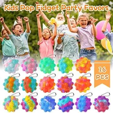 Inflatable Pop Fidget Toys Its Ball Toy 16 PCS 3D Squeeze Toys Stress Balls Bulk Party Favors for Kids Toys It Pop Fidgets Pack Autism Sensory Toys Toddler Toys ADHD Toys Easter Basket Stuffers