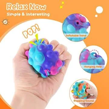 Inflatable Pop Fidget Toys Its Ball Toy 16 PCS 3D Squeeze Toys Stress Balls Bulk Party Favors for Kids Toys It Pop Fidgets Pack Autism Sensory Toys Toddler Toys ADHD Toys Easter Basket Stuffers