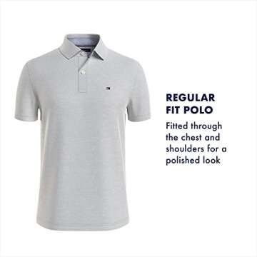 Tommy Hilfiger Men's Polo Shirt Regular Fit, Medium Chambray