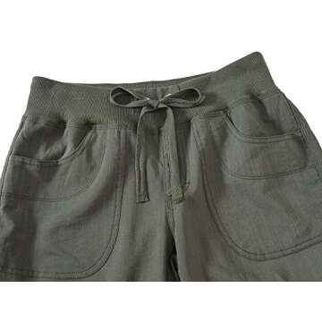 MoFiz Women's Cargo Capris Hiking Pants Lightweight Quick Dry Running Outdoor Casual Shorts Button Pockets UPF 50+ Army Green XS