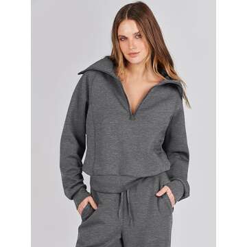ANRABESS 2 Piece Sweatsuit for Women Dark Grey Comfort