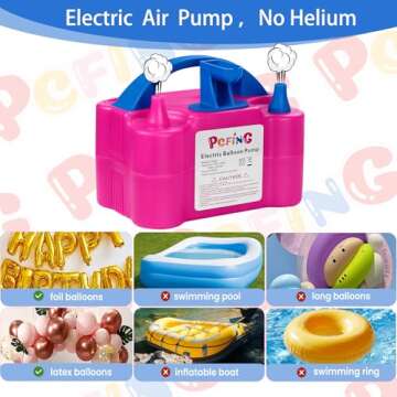 PCFING Balloon Pump Electric and Balloon Tying Tool in One, Portable Balloons Inflator Blower Machine with Dual Nozzle