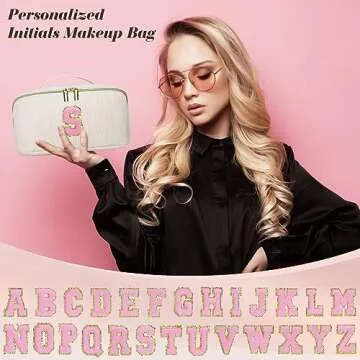 Gifts for Girls, Initial Travel Makeup Bag Women's Day Gift Make up Bag Cosmetic Bags Monther's Day Gifts, Personalized Stuff Bag Cute Makeup Bag Birthday Gifts for Women/Friend/Mother - J
