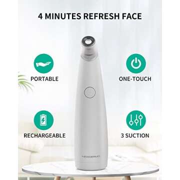 NEWDERMO 2-in-1 Microdermabrasion Machine for Facial, Diamond Microdermabrasion Device USB Rechargeable - Advanced Home Facial Treatment Machine (White)
