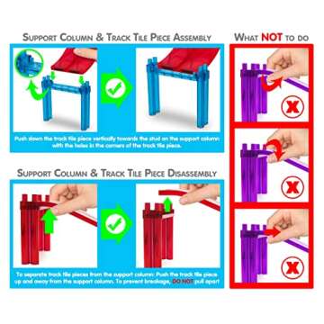 PicassoTiles 150 Piece Race Car Track Building Block Educational Toy Set Magnet Tile Magnetic Blocks Playset 4 Cars Early STEM Learning Construction Kit Hand-Eye Fine Motor Skill Brain Training PTR150